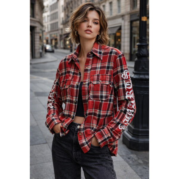 Рубашка женская в клетку Chrome Hearts