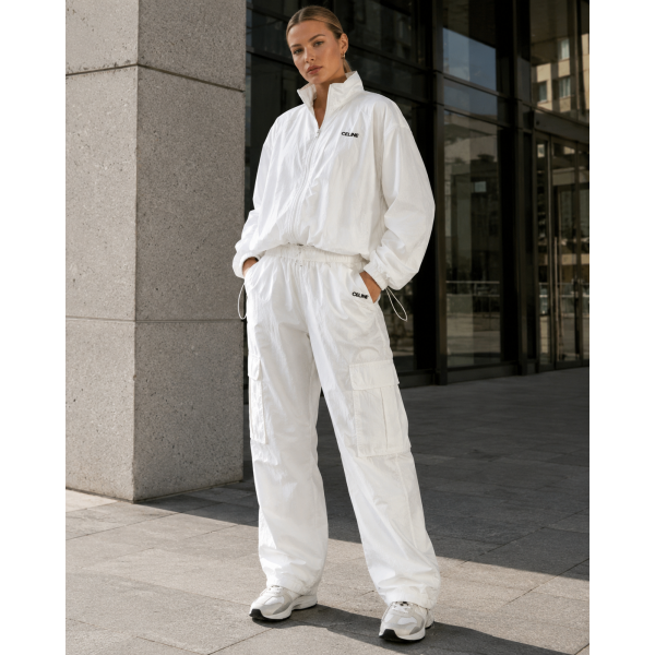 Женский белый костюм Celine  ветровка + брюки