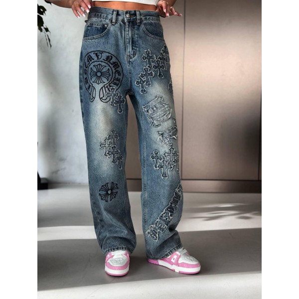 Стильные прямые джинсы Chrome Hearts