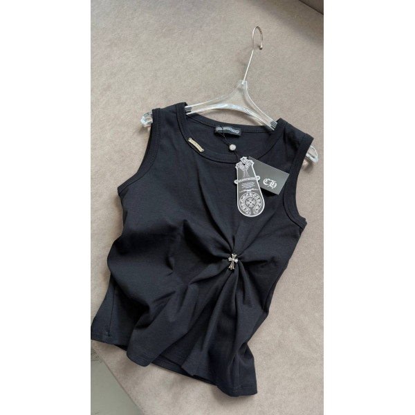 Черный топ с драпировкой Chrome Hearts 