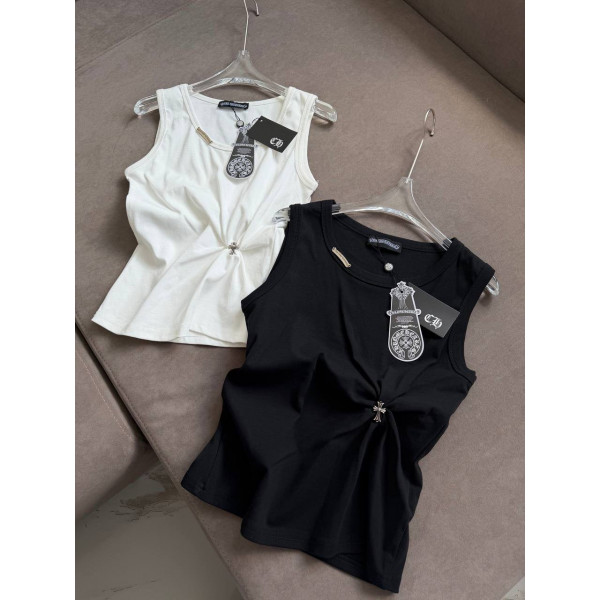 Черный топ с драпировкой Chrome Hearts 