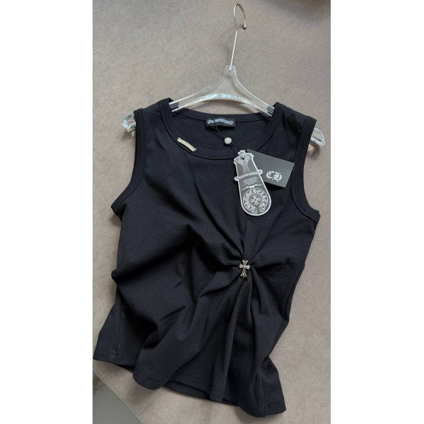 Черный топ с драпировкой Chrome Hearts 